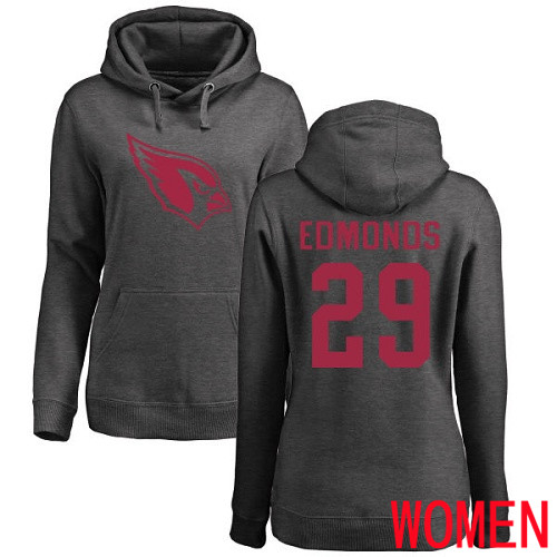 Arizona Cardinals Ash Women Chase Edmonds One Color NFL Football #29 Pullover Hoodie Sweatshirts->nfl t-shirts->Sports Accessory